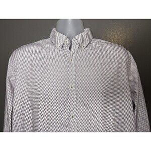 Steel & Jelly Shirt Mens XL White Geometric Button Down Long Sleeve Casual